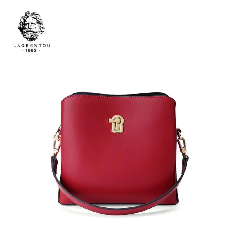 

LAORENTOU women leather bag 2019 new fashion leather handbag Shoulder Messenger Bag Fashion handbag red