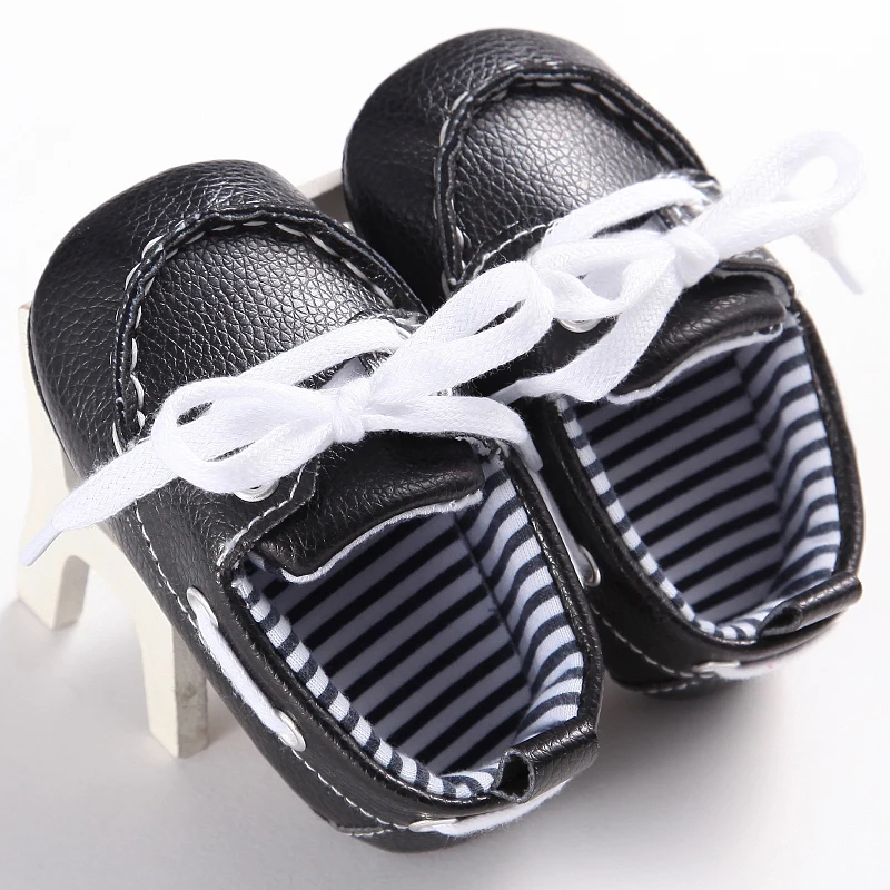 Infant Toddler Sneakers Baby Boys Girls Soft Sole Crib Shoes Newborn to 18Months - Цвет: Черный