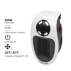 Wall-Mounted Heater Electric Mini Fan Heater Desktop Household Wall Handy Heating Stove Radiator Warmer Machine for Winter