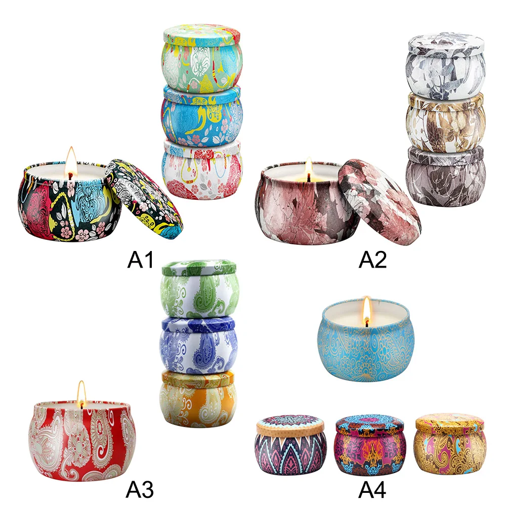 

4 Pcs Scented Candles Natural Soy Wax Portable Travel Tin Candle Wedding Party Home Decor Modern New Drop shipping S24