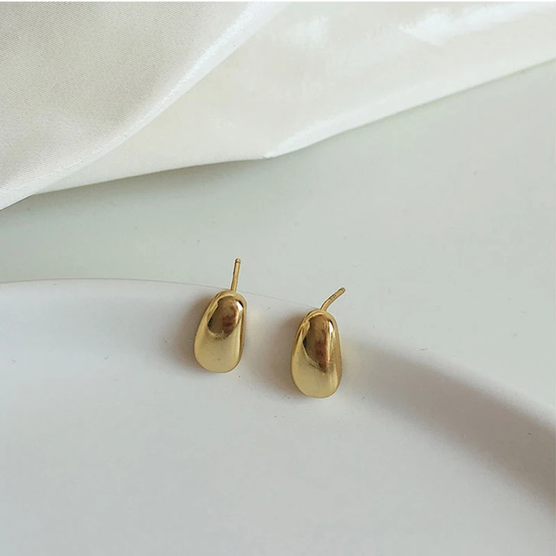 A gold GHIDBK элегантный 925 пробы Серебряный скрученный круг серьги-кольца в форме C Дизайн Кольцо Серьги минималистичный уличный стиль серьги - Окраска металла: A gold