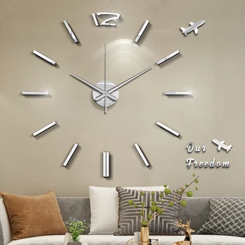 

3D wall clock modern design still life digital wall clock DIY acrylic mirror sticker clock living room bedroom home decoration
