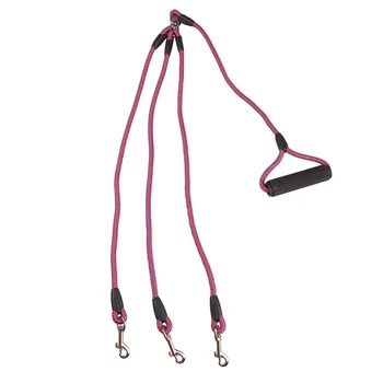 

8PCS / LOT Pet Supplies Large Dog Leash 360 Swivel No Tangle Three Dog Leash With Handle Lead Rope