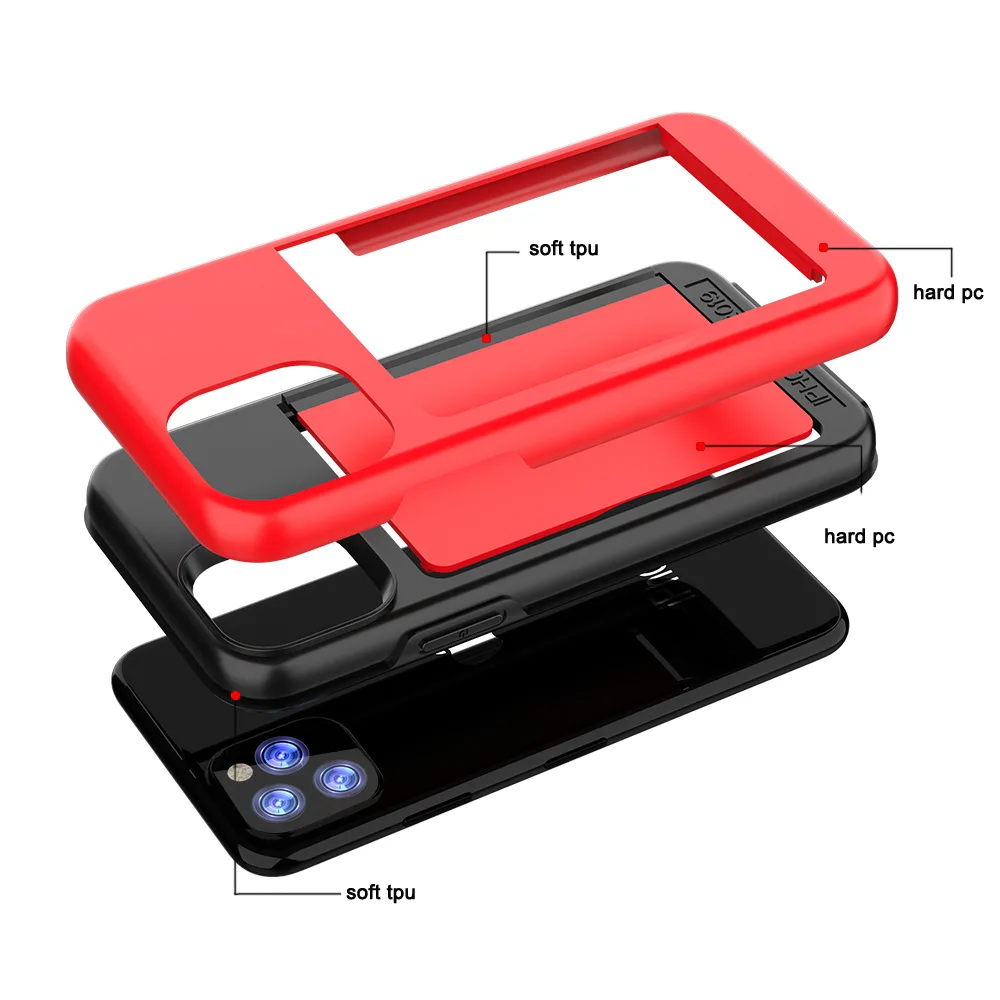 US $1.684.00 1000pcs ID Credit Card Holder Stand Flip Wallet Cases For IPhone 11 Pro Max IPhone11 11pro Case PCTPU Armor Shockproof Cover