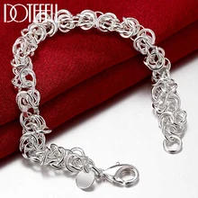 DOTEFFIL 925 Sterling Silver Circle Chain Bracelet For Woman Charm Wedding Engagement Fashion Party Jewelr