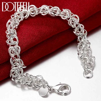 

DOTEFFIL 925 Sterling Silver Circle Chain Bracelet For Woman Charm Wedding Engagement Fashion Party Jewelr