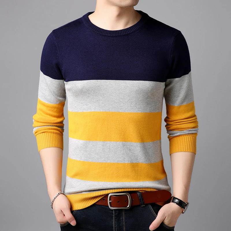 Новая мода Trui Gentle men Trui Dressed Облегающие джемперы вязанный шерстяной Восстановленный корейский стиль повседневная мужская одежда - Цвет: A6 Tibetan Navy