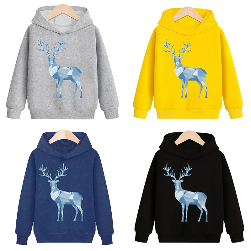 

Sweatshirts Hoodies Cartoon Clothing Toddlers Teenage Boys Girls Kids Unisex Children Tops Clothes Clothing Print Deer Autumn