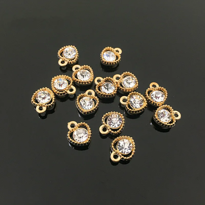 

10 Pcs/pack Pearl Beads Heart Pendant Alloy Beads Pearls for Craft Handmade DIY Jewelry Accessories for Hair Clothing Decoration