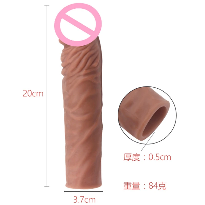 Realistic Silicone Penis Sleeve Extender Cock Sleeve Dick Enlargement Delay Ejaculation Reusable Condom Men Sex Toys