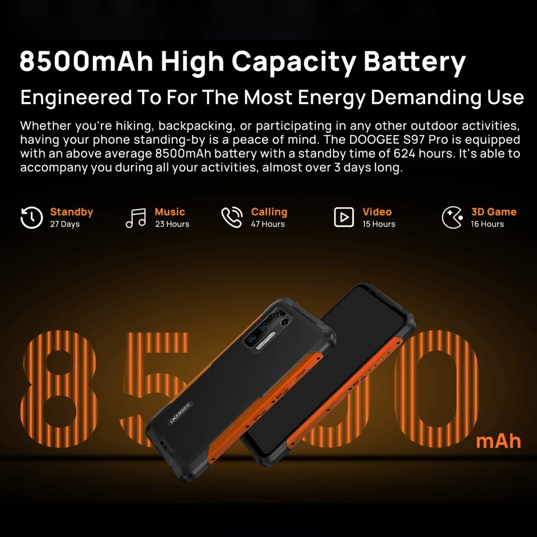 8gb ddr3 DOOGEE S97 Pro 8GB 128GB 8500mAh Rugged Mobile Phone 6.39'' 48MP Quad Camera Wireless Charge Smartphone 40m Laser Rangefinder ram memory