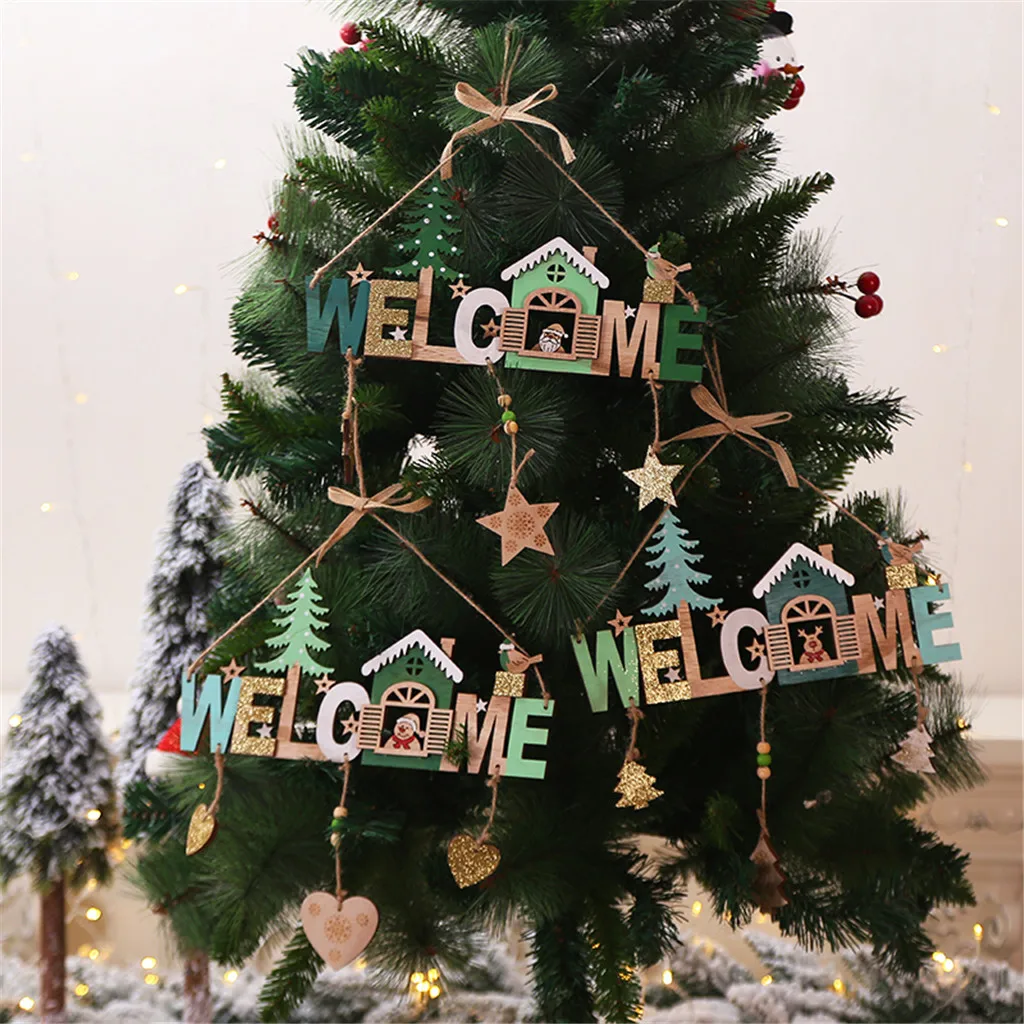 

Christmas Wooden Hanging Pendants Outside Xmas Tree Hanging Ornament Wind Chime String House Name Creative Shop Indication #20