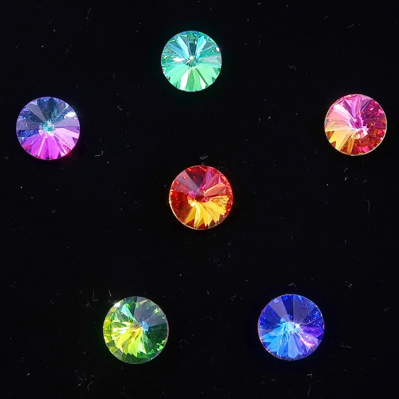 A7 Rainbow mix Блестящее стекло, кристалл, 7 размеров, прозрачные AB и радужные цвета, круглые Rivoli формы, клей, стразы, бусины, аппликация, сделай сам, отделка - Цвет: A7 Rainbow mix