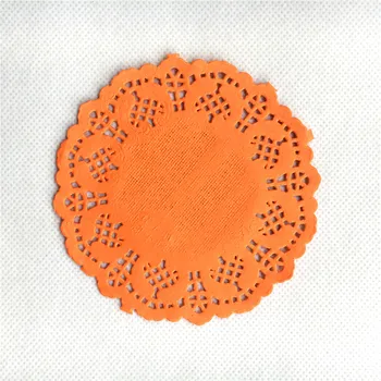 

50pcs 3.5inch Diameter 88mm orange round paper doyleys pads Lace mat doily for Craft DIY Scrapbooking Wedding Decoration