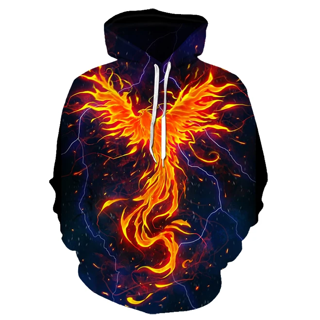 

Men's Hoodie 3D Print Colorful Fire Phoenix Hoodie Sweatshirt Street Clothing Hip Hop Hoodie Men and Women Long Sleeve Hoodie