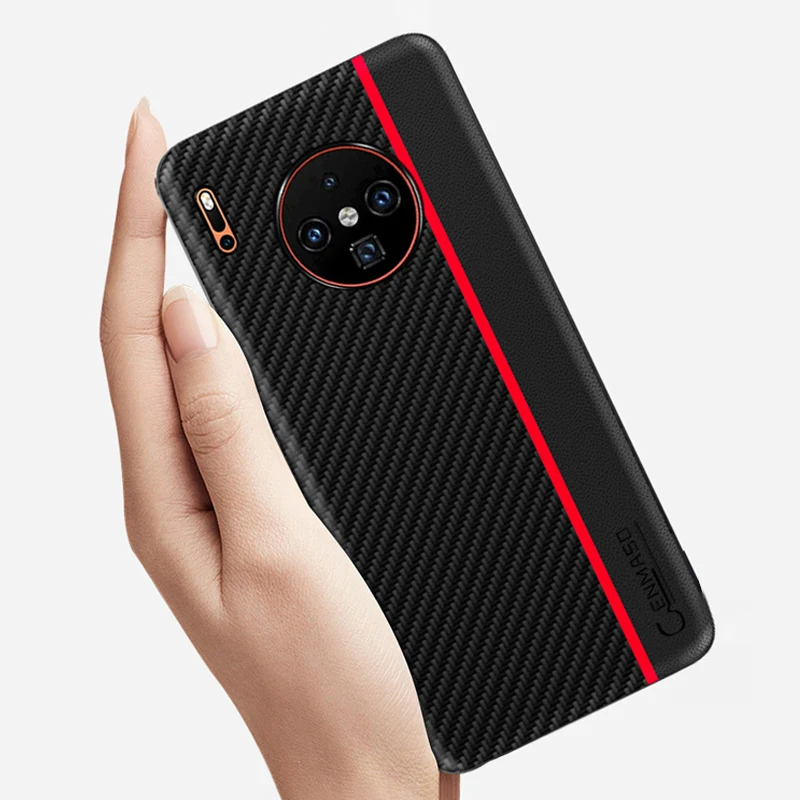 

For Huawei Mate 30 Pro Case Original CENMASO Carbon Fiber PU Leather Protection Shockproof Cover for Huawei Mate 30 Case Fundas