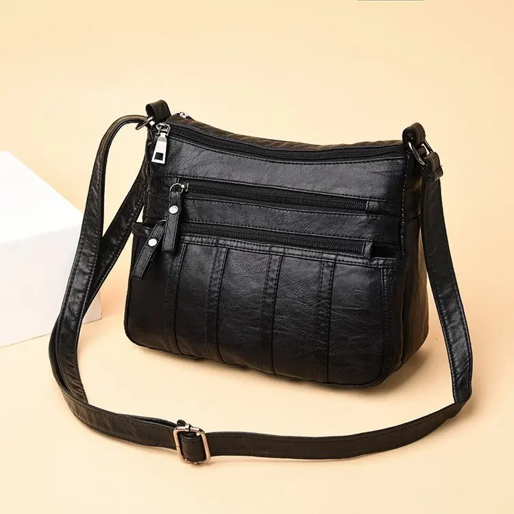

2019 New Style Versatile Glorious Middle-aged WOMEN'S Bag Mom Sheepskin Bag Multilayer Soft Leather Crossbody Bag Messenger Back