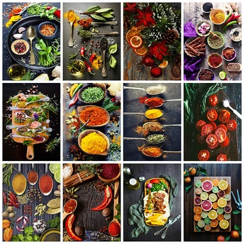 

Huacan Diamond Painting 5d Food Full Square Drill Diamond Embroidery Cross Stitch Kitchen Handicraft Wall Art Decoration
