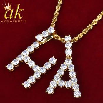 

Initial Tennis Letter Chain Necklace Cubic Zircon Charming Necklaces Hip Hop Jewelry Choker With Chains