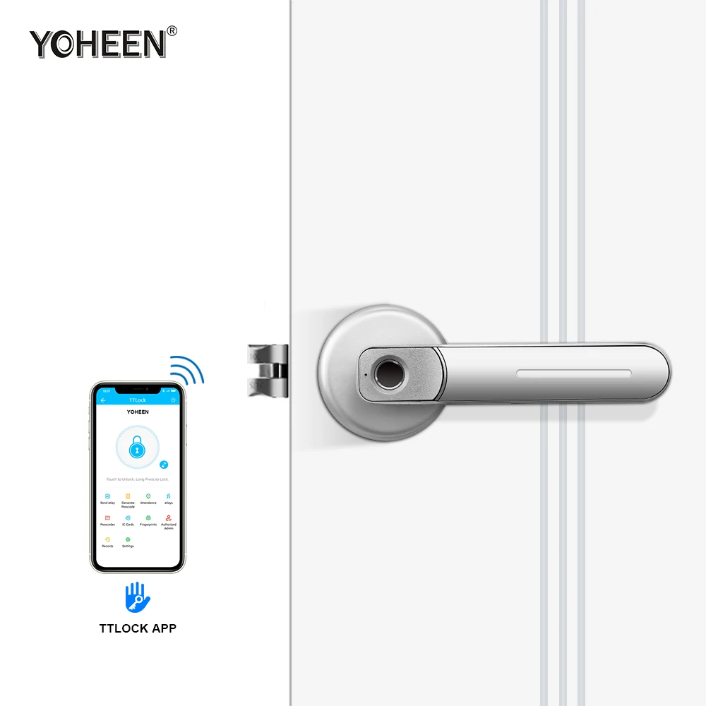 

YOHEEN Bluetooth TTLOCK APP Security Intelligent Handle Home Fingerprint Electronic Smart Door Lock