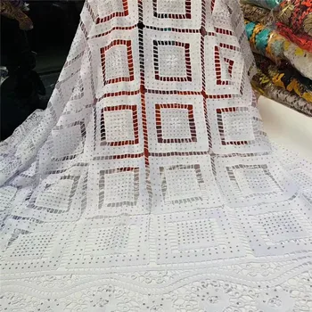 

Newest African Guipure Cord Lace Fabric High Quality French Water Soluble Cord Lace Fabric With Stones For Nigerian Dress WD1218