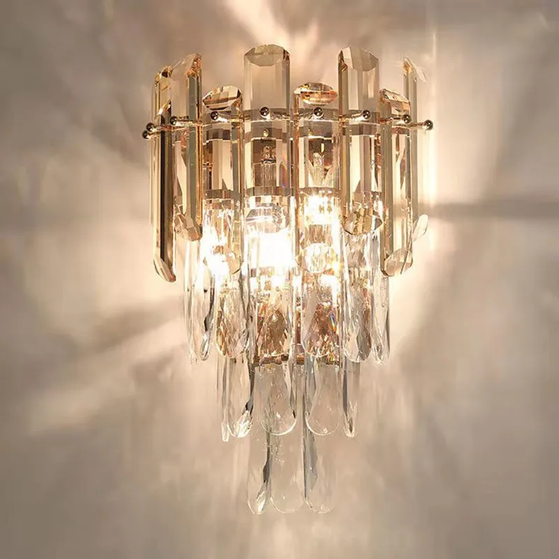 

Nordic Crystal Wall Lamp Bedroom Diningroom Lvingroom Luxury Indoor Wall Type