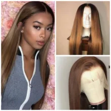 Remy пряди человеческих волос для наращивания, эффектом деграде(переход от темного к 13 × 6 поддельные головы парики из натуральных волос на кружевной основе#1B/4/27 Выделите парики из натуральных волос на кружевной высокий коэффициент парики шнурка прямые волосы