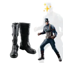 Costumebuy Мстители: Endgame Steven Rogers Капитан Америка Косплей Реквизит маскарадная обувь черные ботинки аксессуары для Хэллоуина