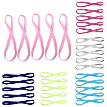 5Pcs Candy Color Women Men Yoga Hair Bands Sports Headband Non slip Running Elastic Rubber