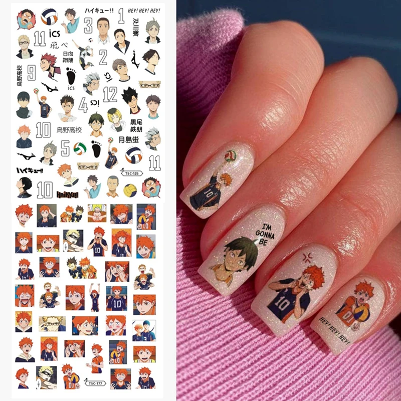 Newest TSC series TSC-176-177 Cartoon volleyball boy 3d nail art stickers decal template diy tool decoration | Красота и здоровье