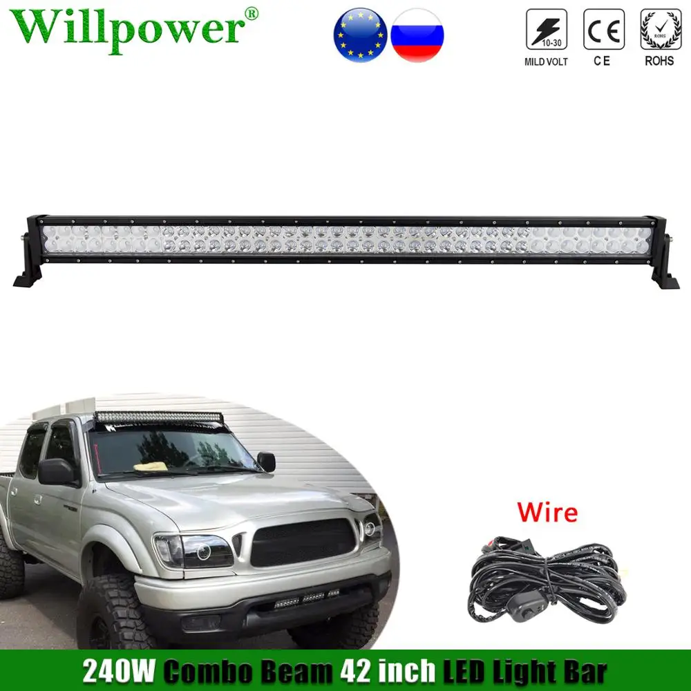 

SUV Car Roof 240W 42" LED Light Bar For Jeep JK 4x4 Truck UTV ATV Offroad 4WD Pickup Excavator Crane Driving Fog Lamp Lightbar