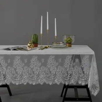 

30 Country Rectangular Hollow Lace Tablecloth White Party Kitchen Dining Table Cloth Desk Cover For Weddin Events Supplies