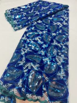 

Lace Sequin Laces Embroidered Fabric Mesh Guipure Velvet Mesh Net Nigerian Asoebi Party Wedding Lces Fabrics AMY3669B