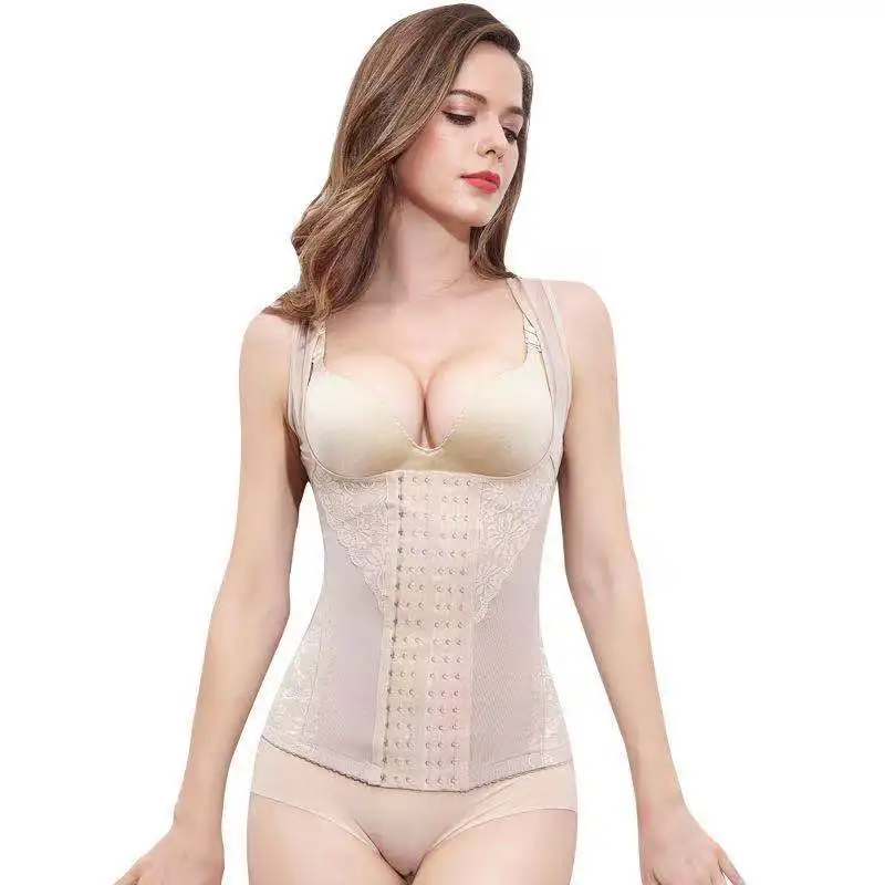 Хаки women underwear plus size 80kg breathableb body shaper waist cincher postpartum corset - Цвет: Хаки
