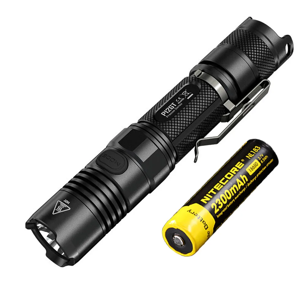 P12GT NL1823 NITECORE P12GT светодиодный тактический вспышки светильник черный CREE XP-L HI V3 Светодиодный max 1000LM дальность луча 320 измерительный прибор наружный фонарь портативный светильник - Испускаемый цвет: P12GT NL1823