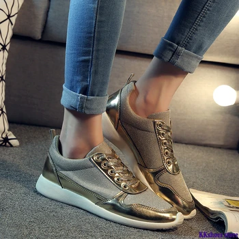 

Nice Brand New Design Women Casual Shoes European Style Black Gold Silver Color Available Sport Comfort Shoes DT236