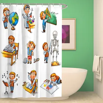 

A boy from Different Characters Styles and Professions Polyester Fabrick Shower Curtain