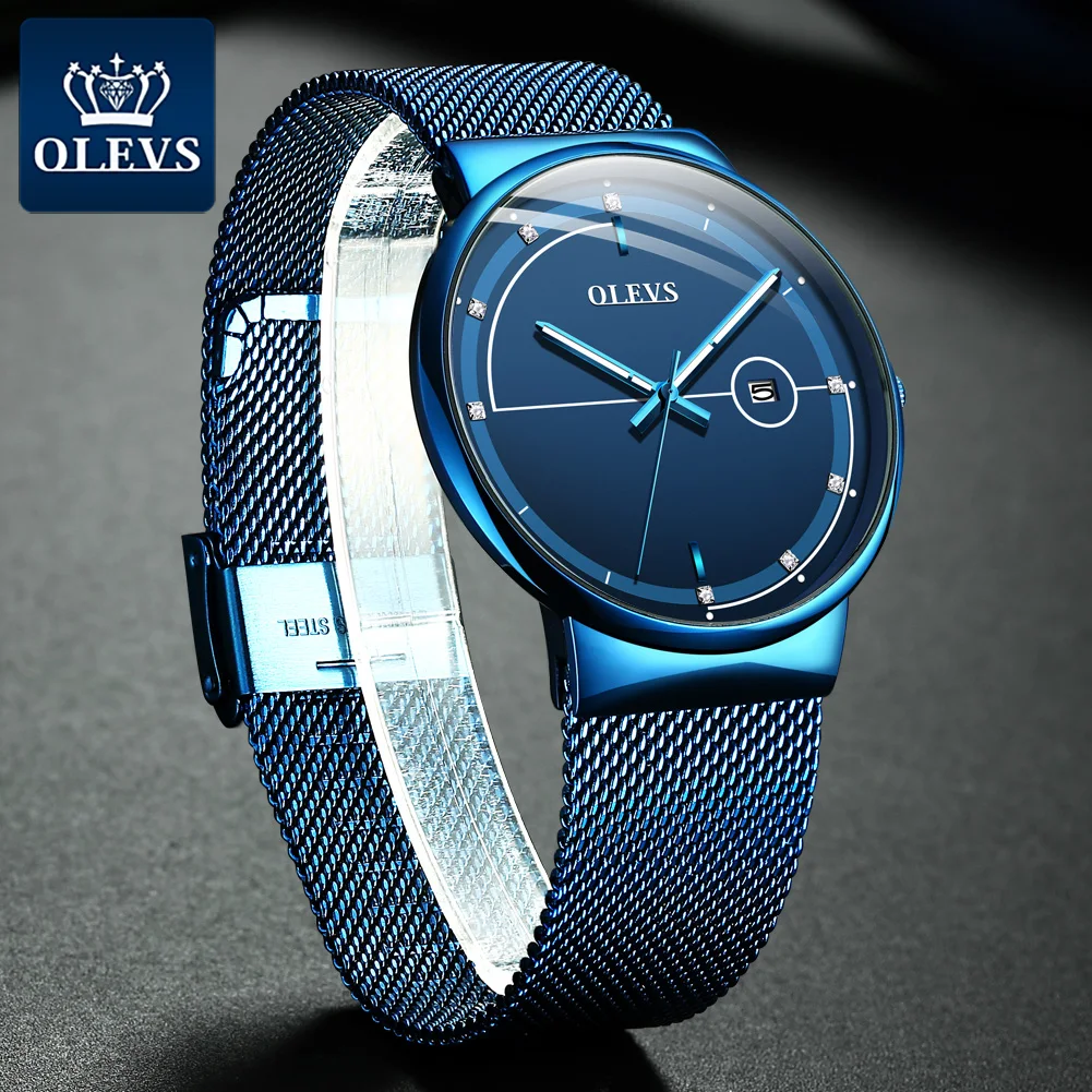 

OLEVS Top Brand Men‘s Fashion Luxury Watch Casual Wrist Watches Solid color dial Mesh Band Watch Casual Wrist Watches MARMANO