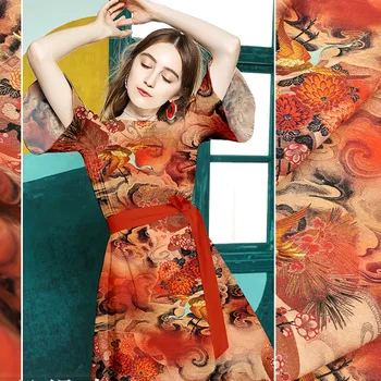 

130cm wide silk linen fabric 35mm printed linen silk fabric meter digital printing natural linen fabric wholesale silk cloth