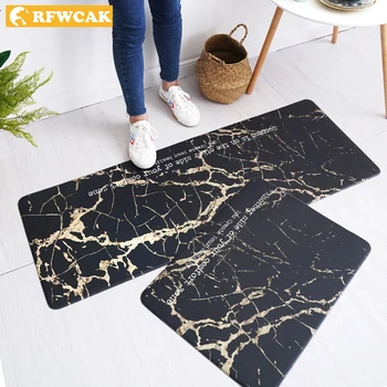 

Nodic Marble Kitchen Mat Oilproof Kitchen Rug PVC Leather Anti-fatigue Kitchen Carpet Non-slip Doormat Tatami Tapete Para Sala