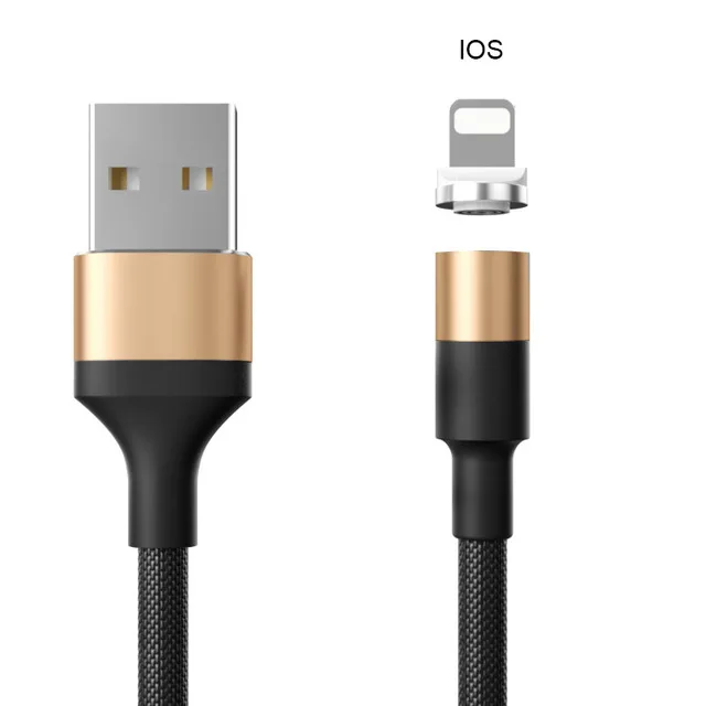 QC 3,0 кабель USB для быстрой зарядки 3A Магнитный кабель type C Micro USB кабель для быстрой зарядки для iPhone Xiaomi huawei Phone 1,2 M - Цвет: Gold with iPhone