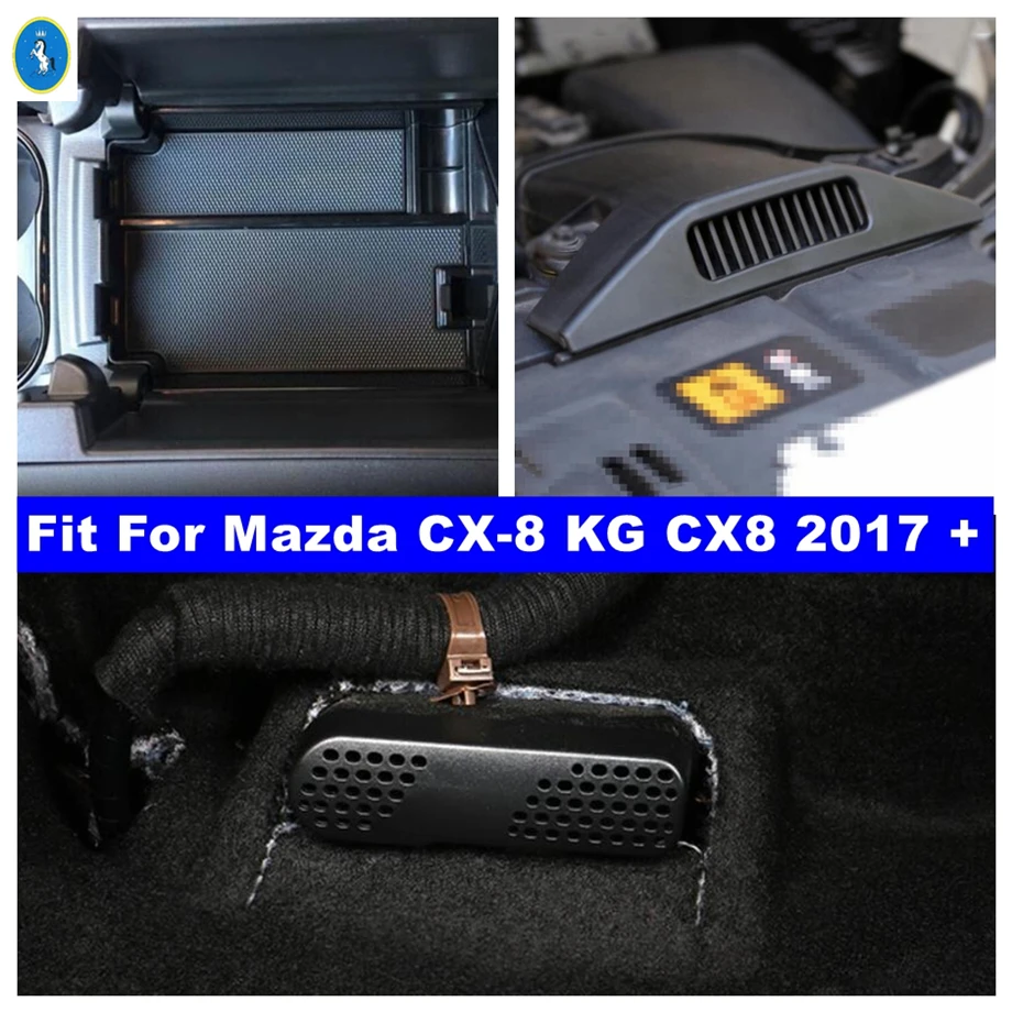 

Black Interior Storage Box / Seat Under AC Air Vent / Engine Warehouse Air Intake Cover Kit For Mazda CX-8 KG CX8 2017 - 2021