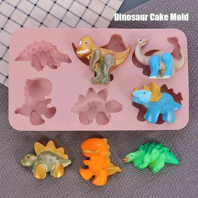 Silicone Fondant Mold 6 Hole Different Shapes Dinosaur Cake Chocolate Cute Animals Baking Tools | Дом и сад