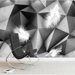 Beibehang пользовательские обои papel де parede Современная минималистская атмосфера серый белый 3D геометрический перо диван тв фоновая стена