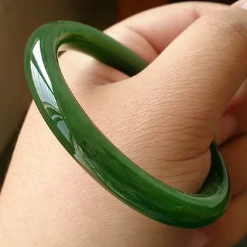 

Zheru Jewelry Natural Hetian Jade Green 54-64mm Bracelet Elegant Princess Jewelry Best Gift