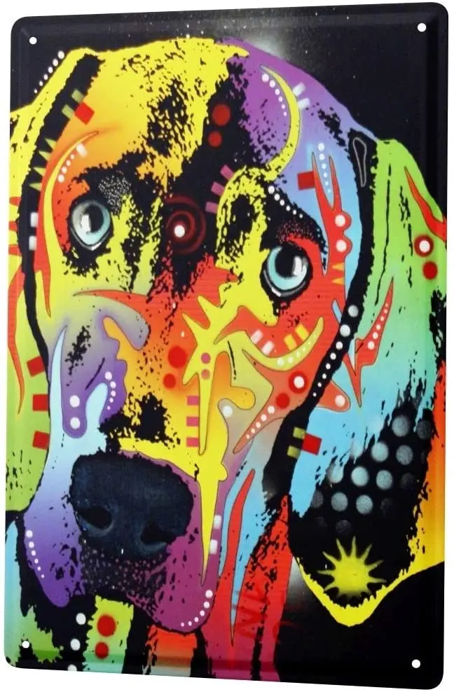 

SINCE 2004 Tin Sign Metal Plate Decorative Sign Home Decor Plaques Dog Colorful Dog