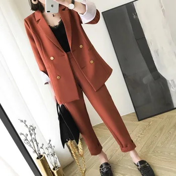

Large Size Suit Jacket Women 2020 New Style Spring and Autumn High-End WOMEN'S Two-piece Suit Mounted Fat mm Trendy 200kg Slimmi