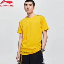 Li-Ning Мужская баскетбольная серия BAD FIVE, футболка с коротким рукавом, хлопок, свободная подкладка, спортивные футболки, комфортные Топы AHSP105 MTS3082