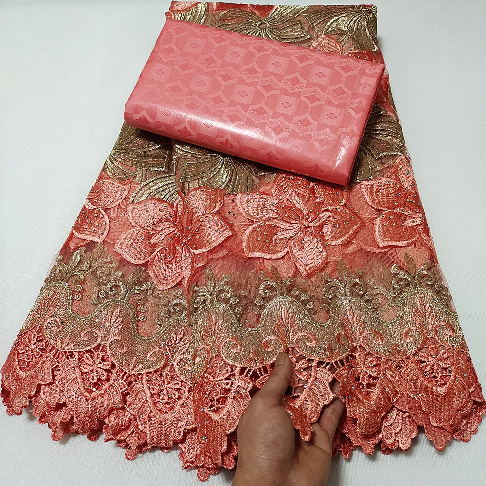 Latest French Tulle Net Embroidered And Bazin Brode Net Fabrics High Quality African Mesh Lace Fabrics 2.5+2.5Yards/Lot A2155 8 Latest French Tulle Net Embroidered And Bazin Brode Net Fabrics High Quality African Mesh Lace Fabrics 2.5+2.5Yards/Lot A2155