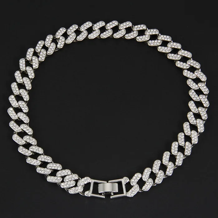 Silver Necklace Золотая цепь/серебряное ожерелье для мужчин, шикарное украшение в стиле хип-хоп, ожерелье со стразами/браслет - Окраска металла: Silver Necklace